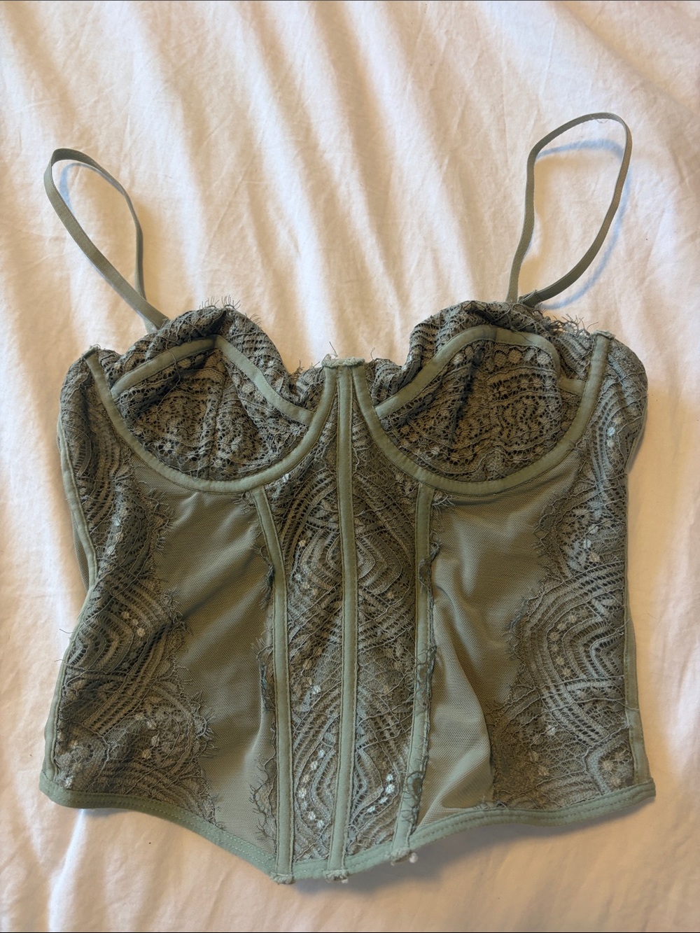 Garage Olive Green Lace Bustier Tank Top